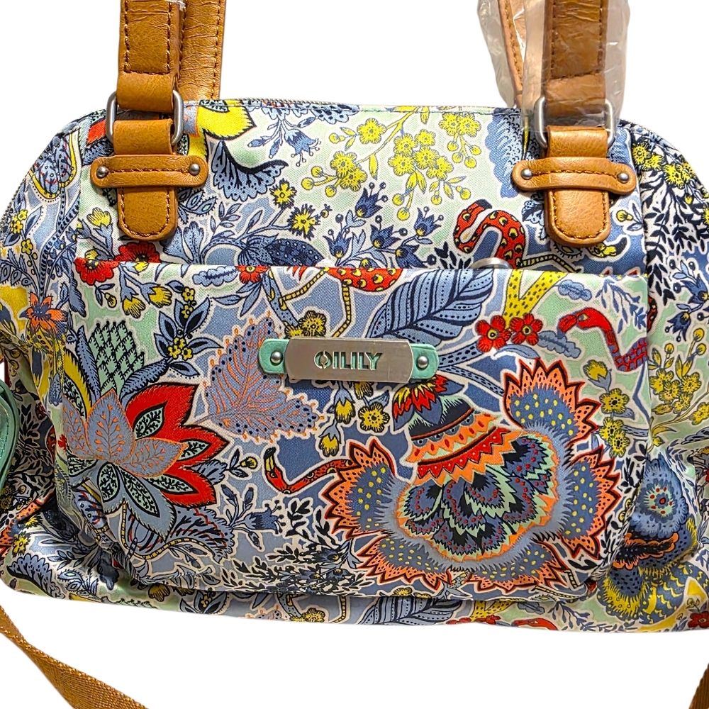 NWT Oilily Denim Floral Boho Bag - Picture 2 of 6